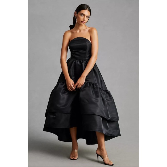 NWT Anthropologie Mare Mare Tiered Strapless High Low Gown Dress XS Petite  Dresses